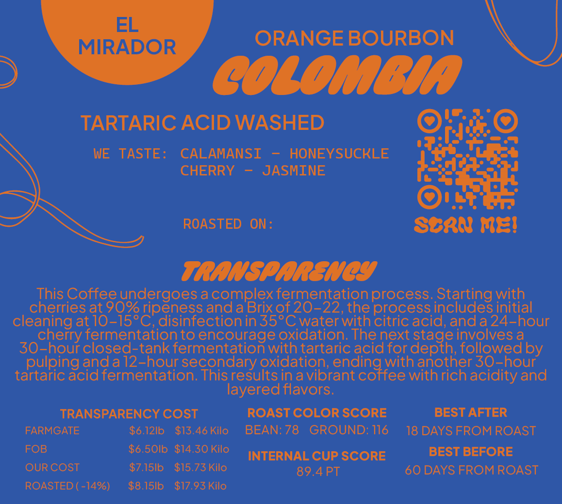 Colombia Washed Tartaric Acid Orange Bourbon